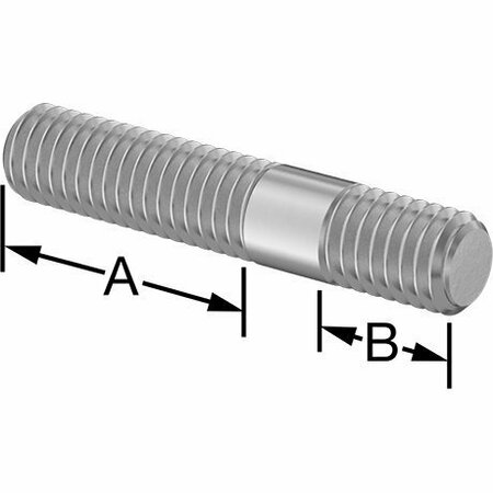 BSC PREFERRED Threaded on Both Ends Stud 316 Stainless Steel M6 x 1mm Size 18mm and 8mm Thread Length 32mm Long 5580N113